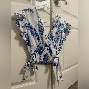 SHEIN blue flower shirt